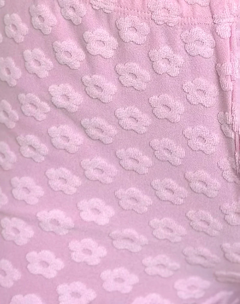 Eunia Micro Shorts in Mini Floral Terry Pink - Image 5