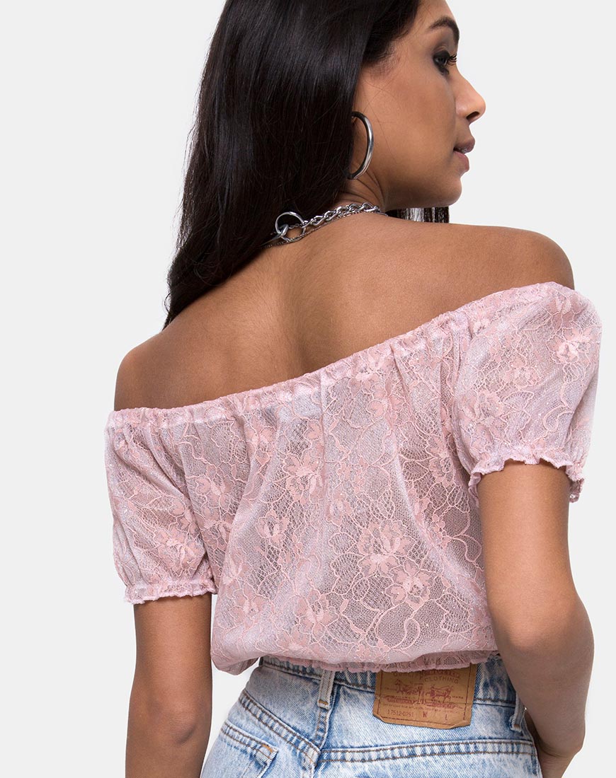Eva Crop Top in Lace Rose - Image 2
