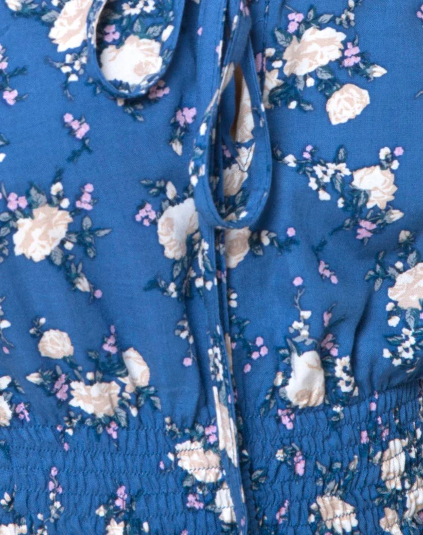 Evane Crop Top in Soheila Floral Blue - Image 5