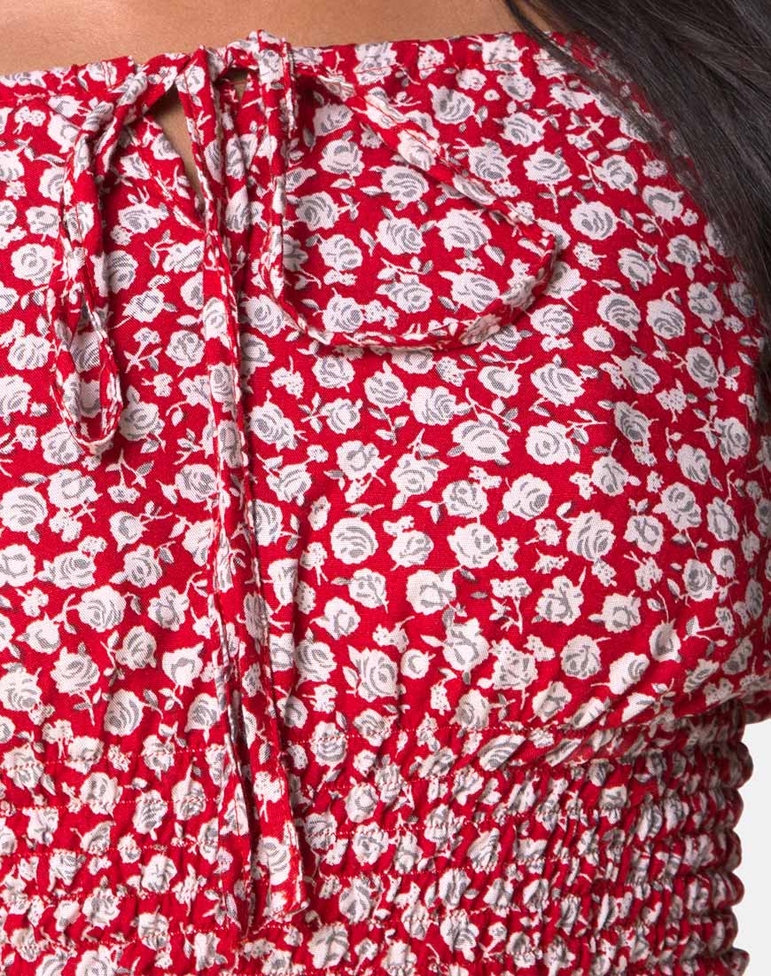 Evane Top in Ditsy Rose Red and Silver - Image 5