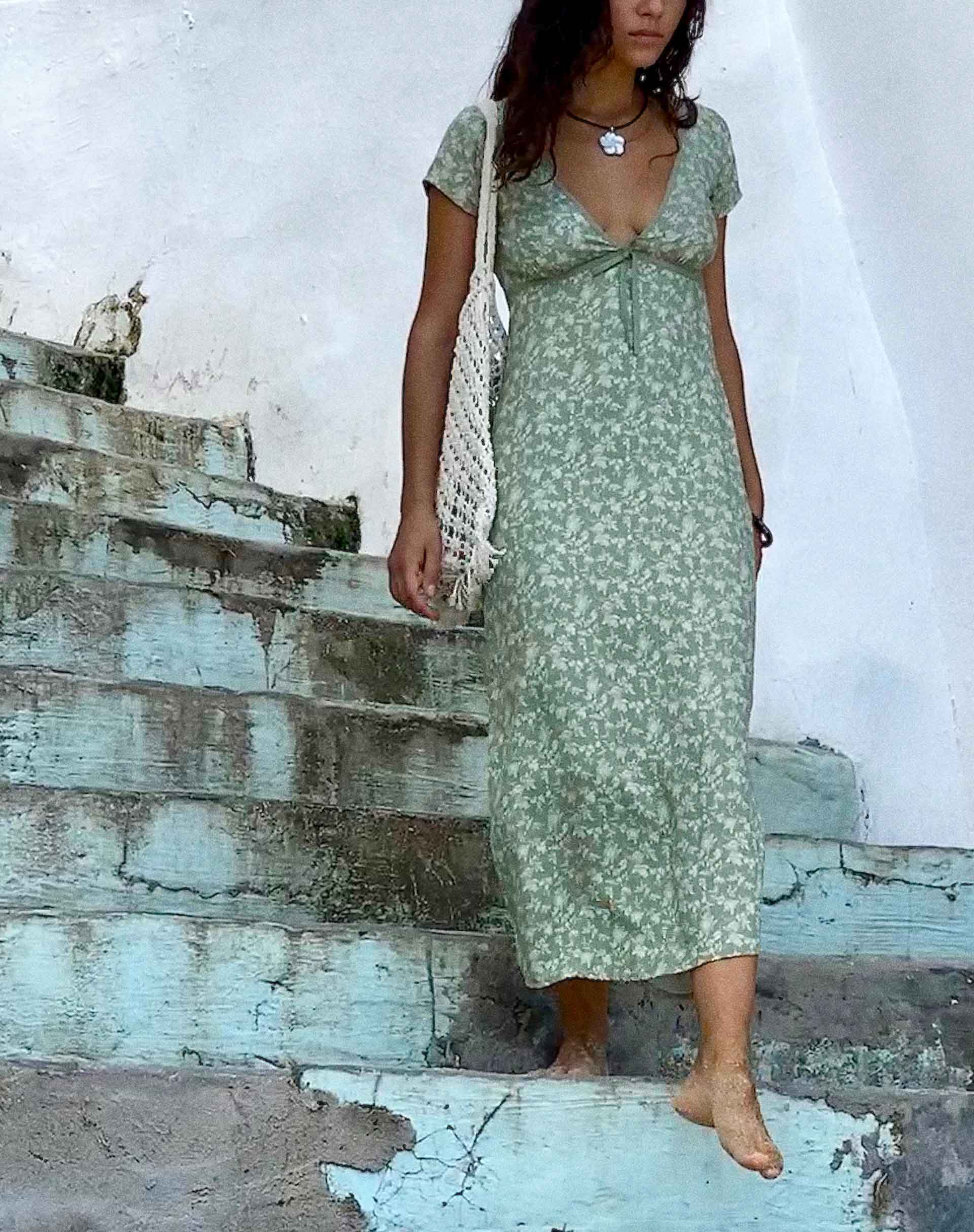 Eviaso Midi Dress in Ditsy Mix Floral Green - Image 3