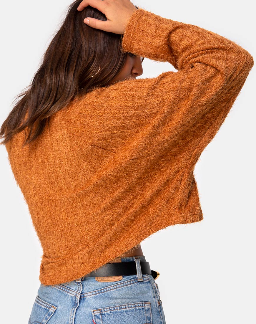 Evie Cropped Sweatshirt in Rust Knit - Image 2