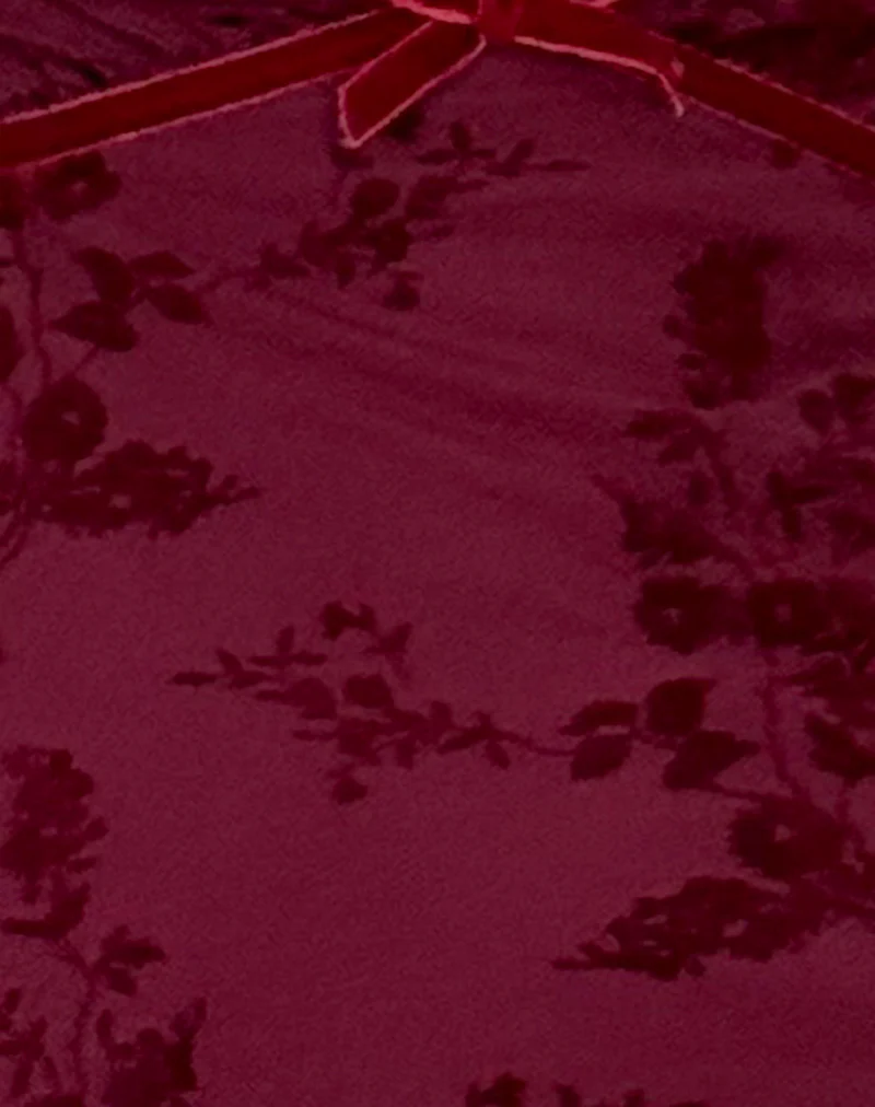 Evilia Dress in Botanical Flower Maroon - Image 6