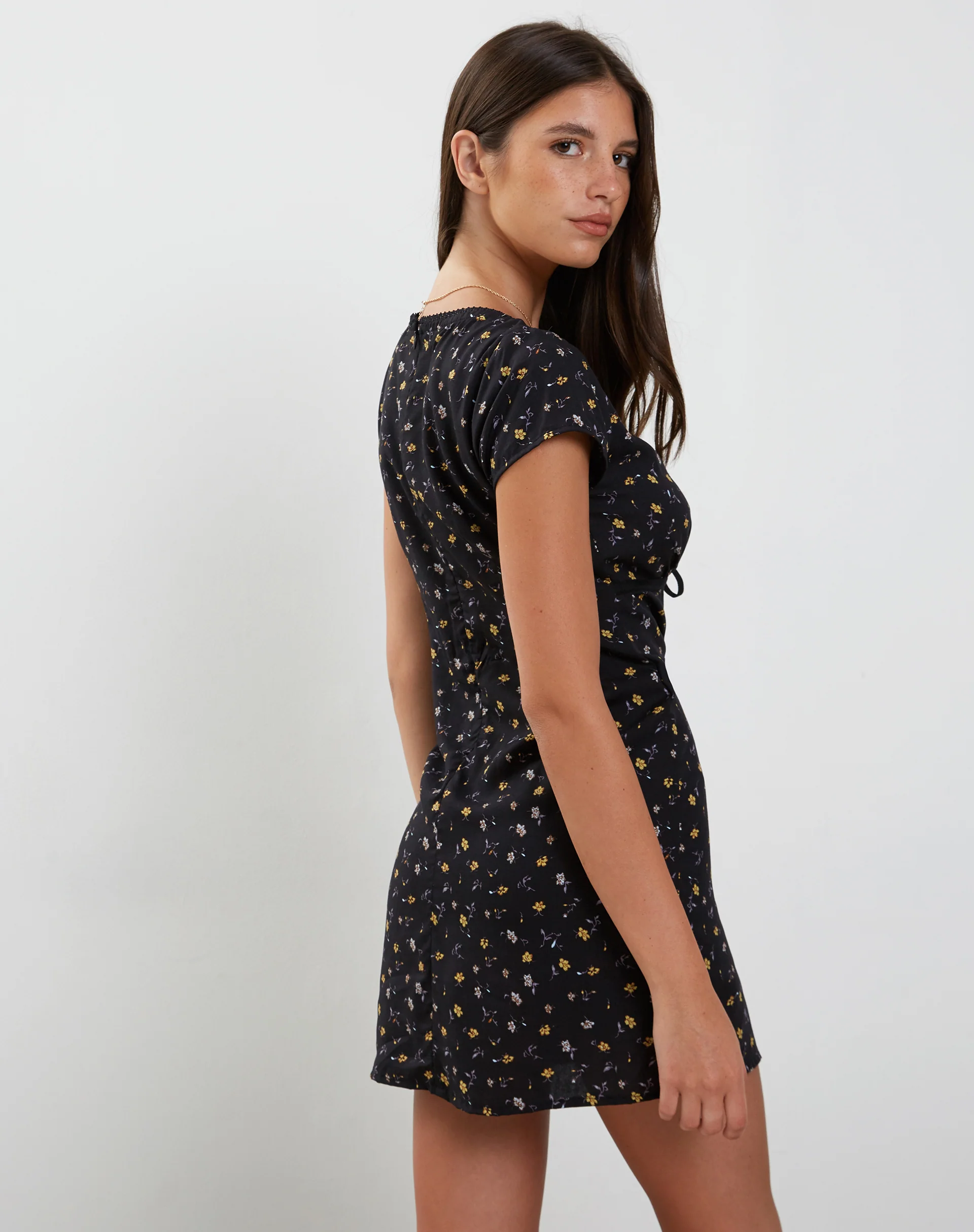 Evilia Mini Dress in Pretty Petal Black - Image 5