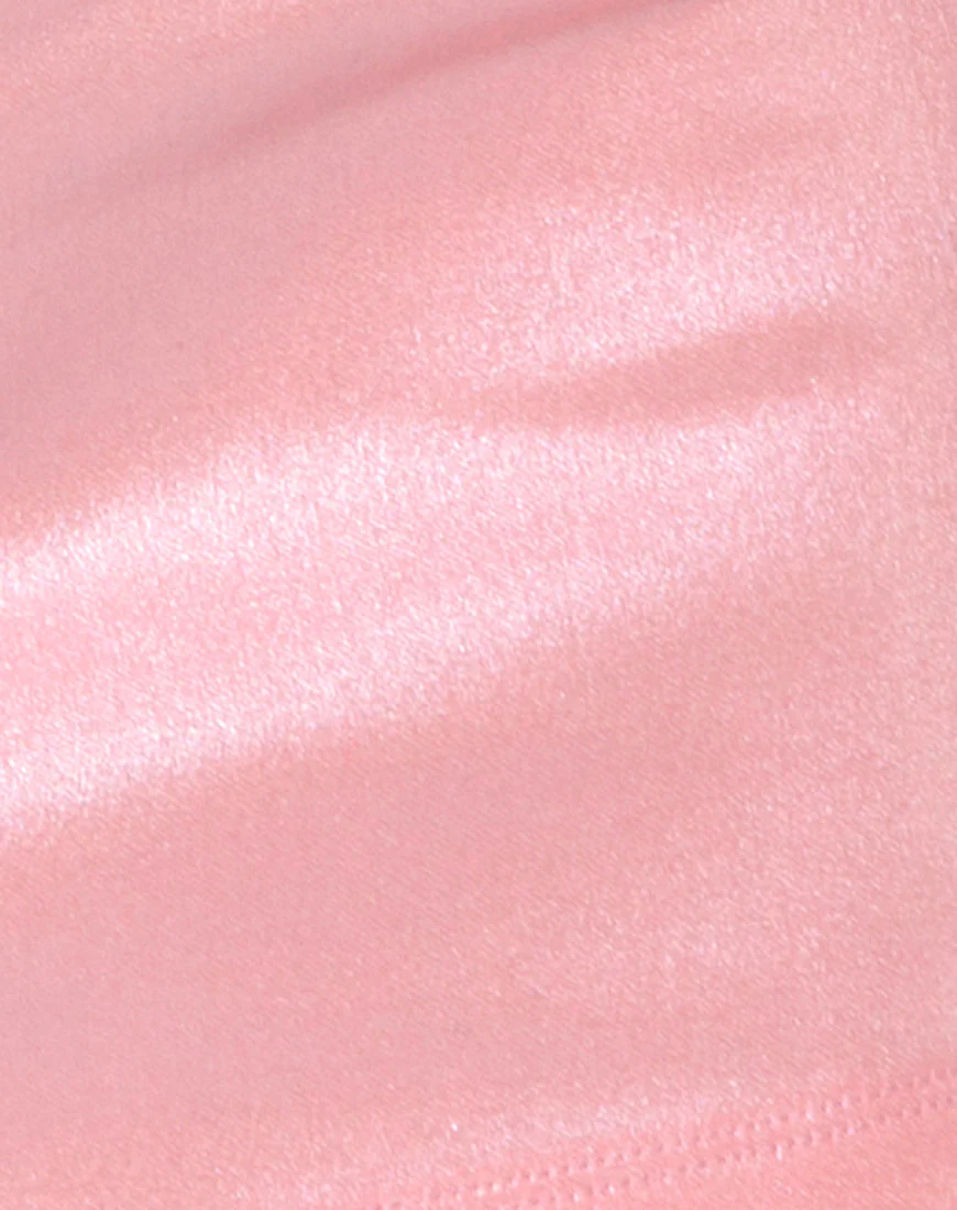 Ewi Mini Skirt in Metallic Shimmer Baby Pink - Image 4