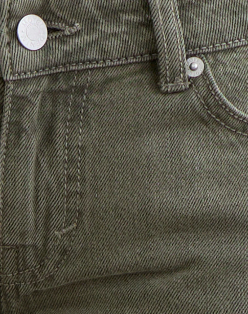 Extra Low Rise Flare Jeans in Olive - Image 7