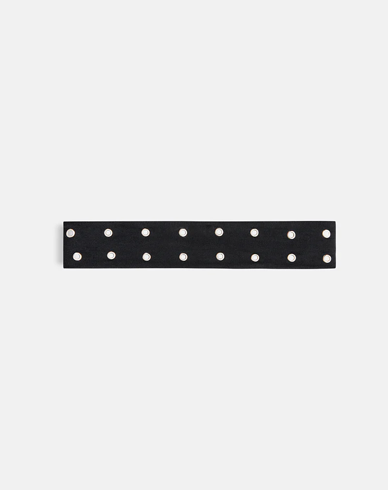 Eyelet Headband in Black - Image 2