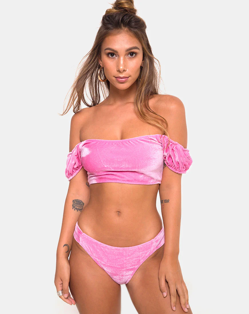 Fabienne Bikini Bottom in Velvet Candy Pink - Image 3