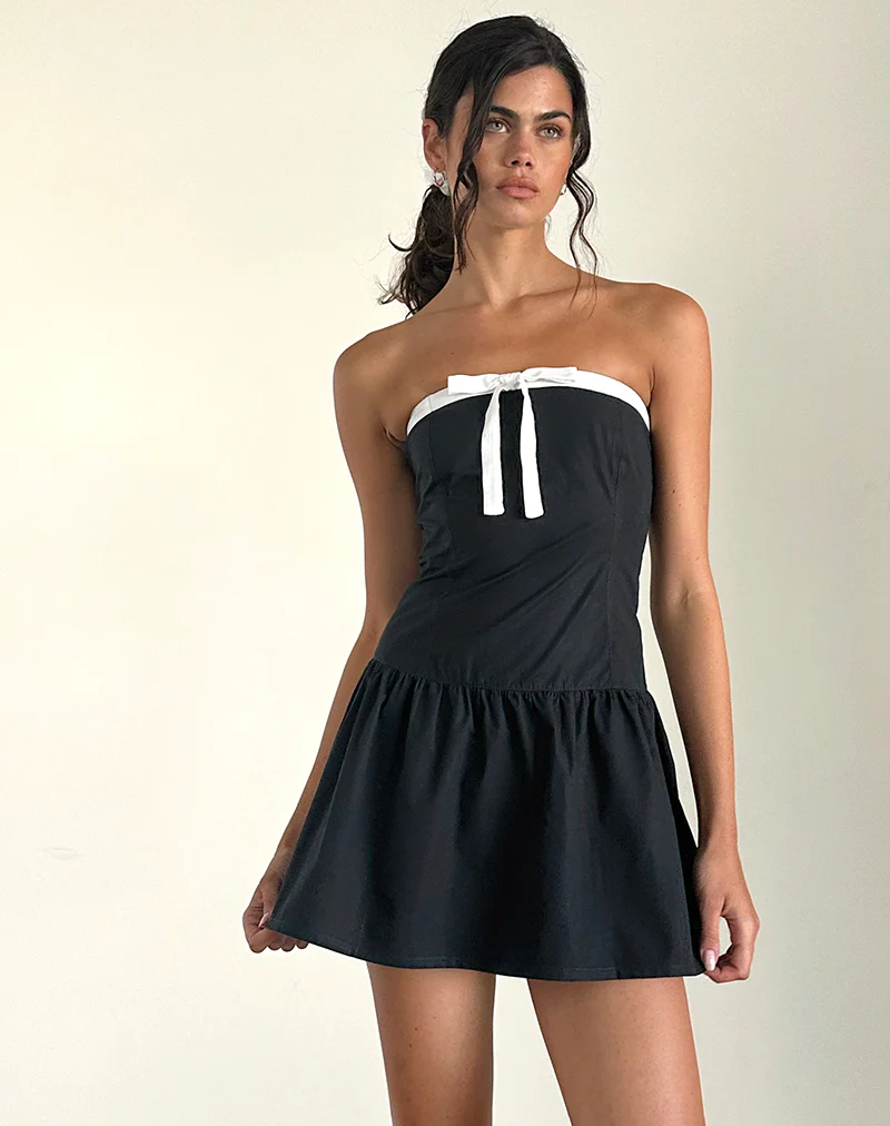 Faelas Mini Dress in Tap Shoe with Off White Bows - Image 2