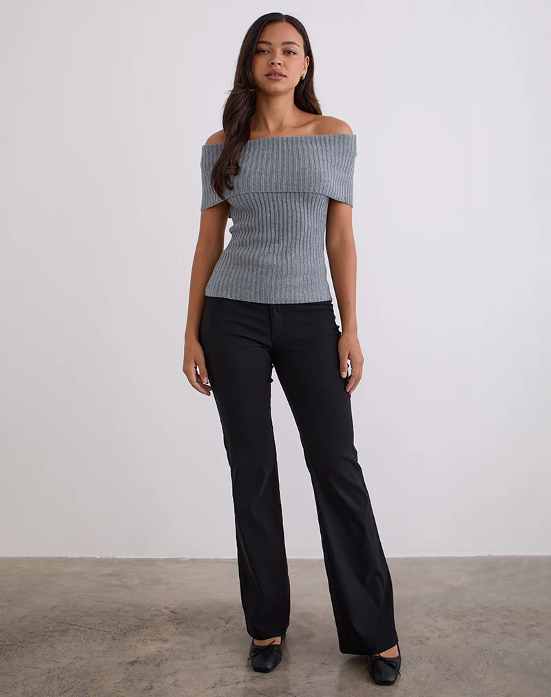 Fahari Foldover Top in Rib Knit Grey - Image 4