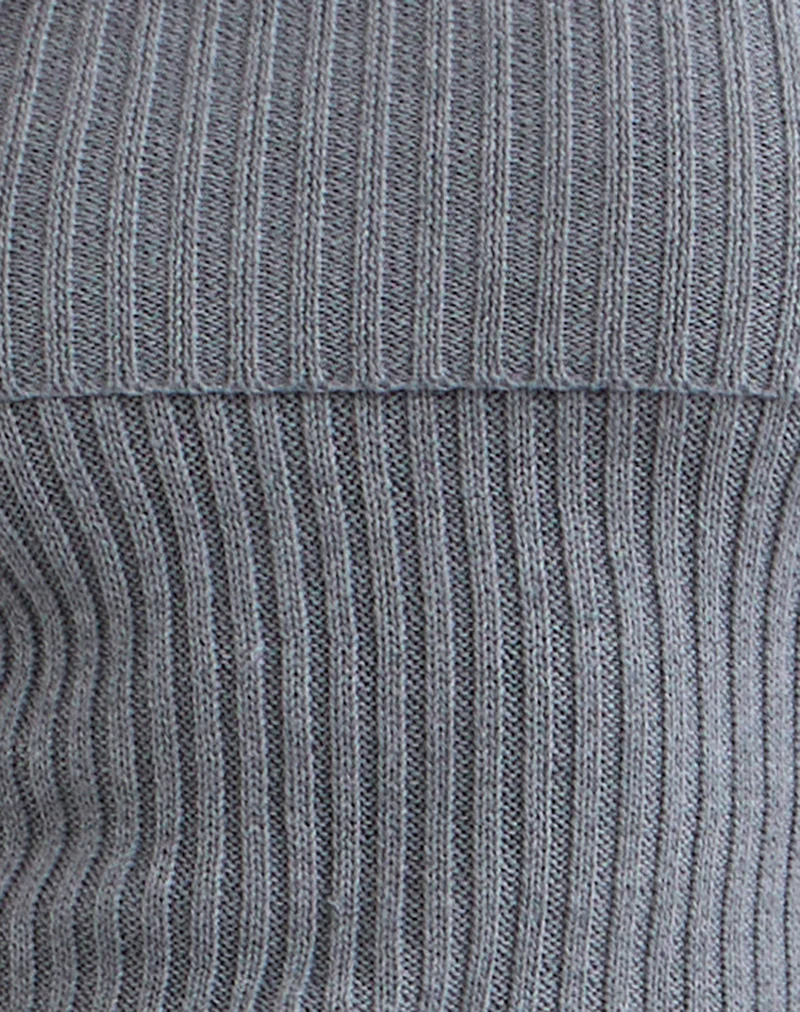 Fahari Foldover Top in Rib Knit Grey - Image 7