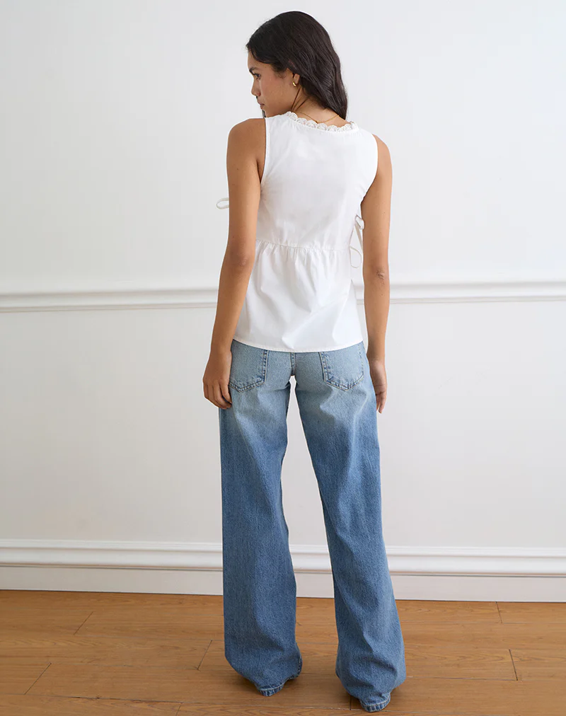 Fahwa Blouse with Tie Side in Poplin White - Image 5