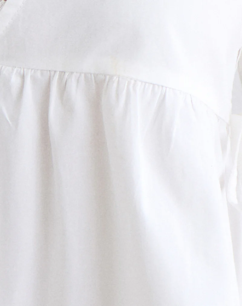 Fahwa Blouse with Tie Side in Poplin White - Image 6