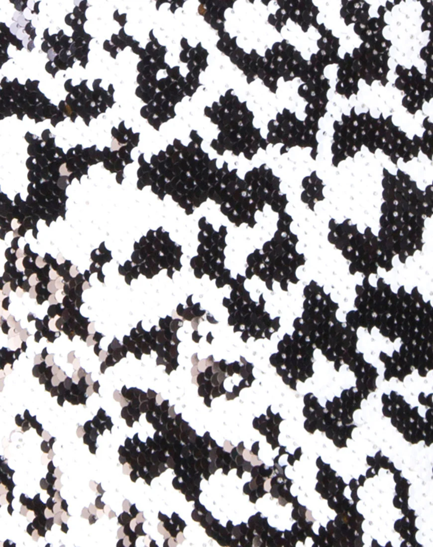 Faini Slip Dress in White Leopard Sequin - Image 8