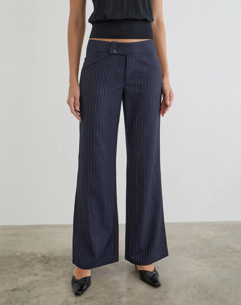 Falita Trouser in Tailoring Navy Stripe - Image 2