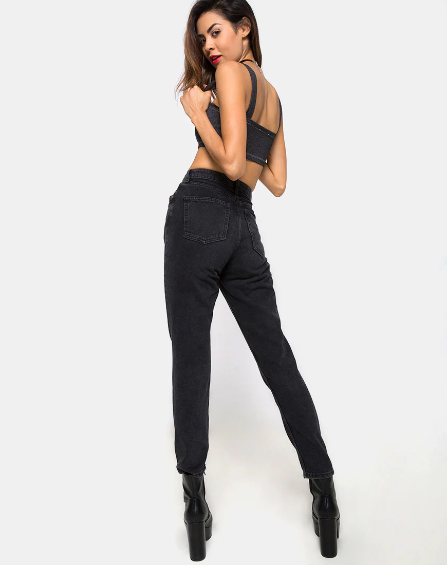 Fallon Crop Top in Denim Black - Image 4