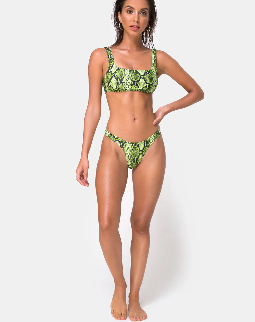 Farida Bikini Top in Slime Lime Snake - Image 3