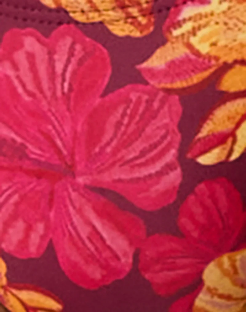 Farida Bikini Bottom in Sketchy Hibiscus Burgundy - Image 7