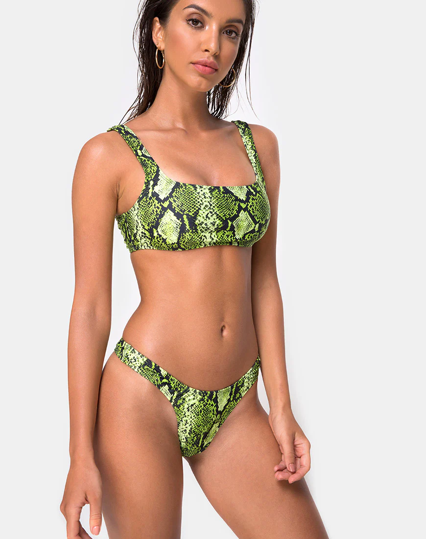 Farida Bikini Bottom in Slime Lime Snake - Image 3