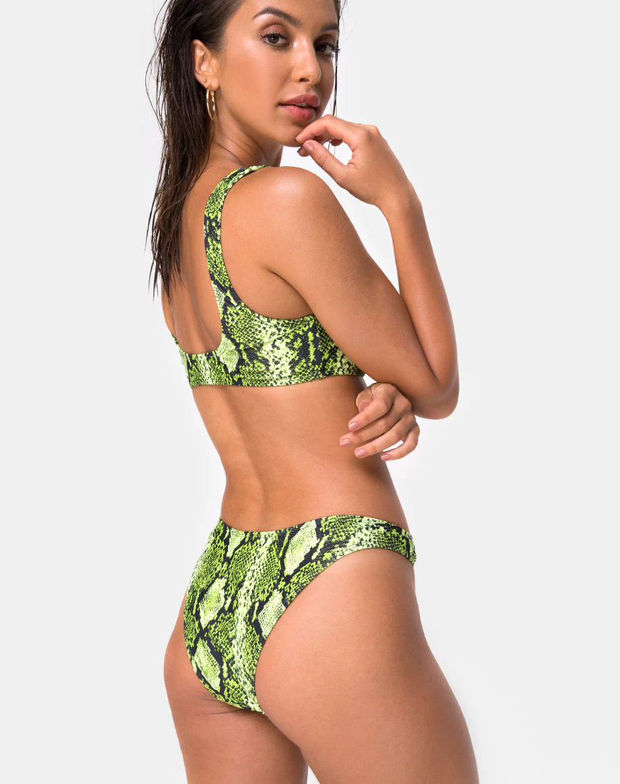 Farida Bikini Bottom in Slime Lime Snake - Image 4