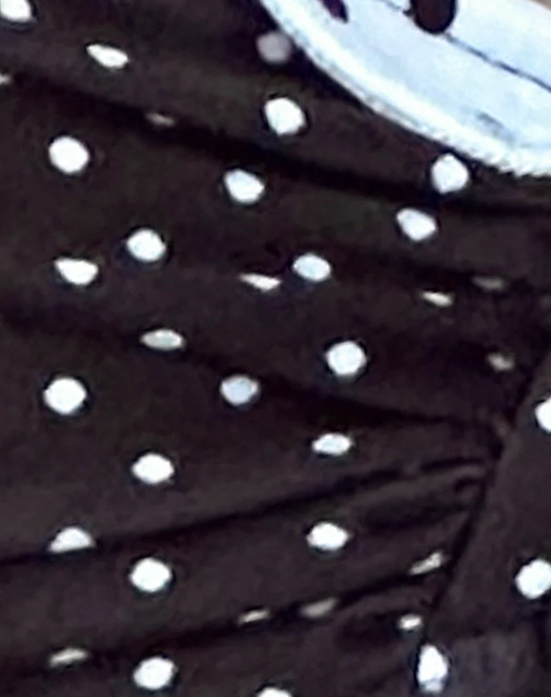 Farida Bikini Bottoms in Black and Blue Polka with Frill - Image 5
