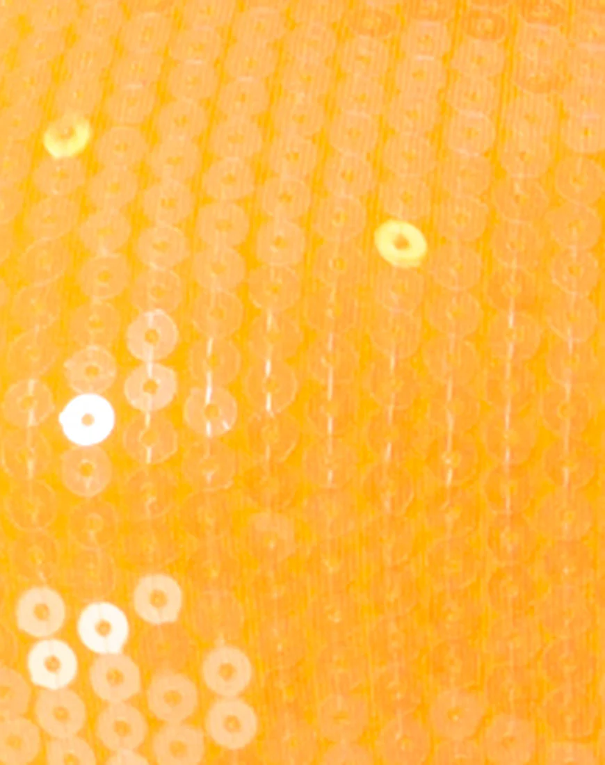Farlie Bodycon Dress in Tangerine with Clear Sequin - Image 5