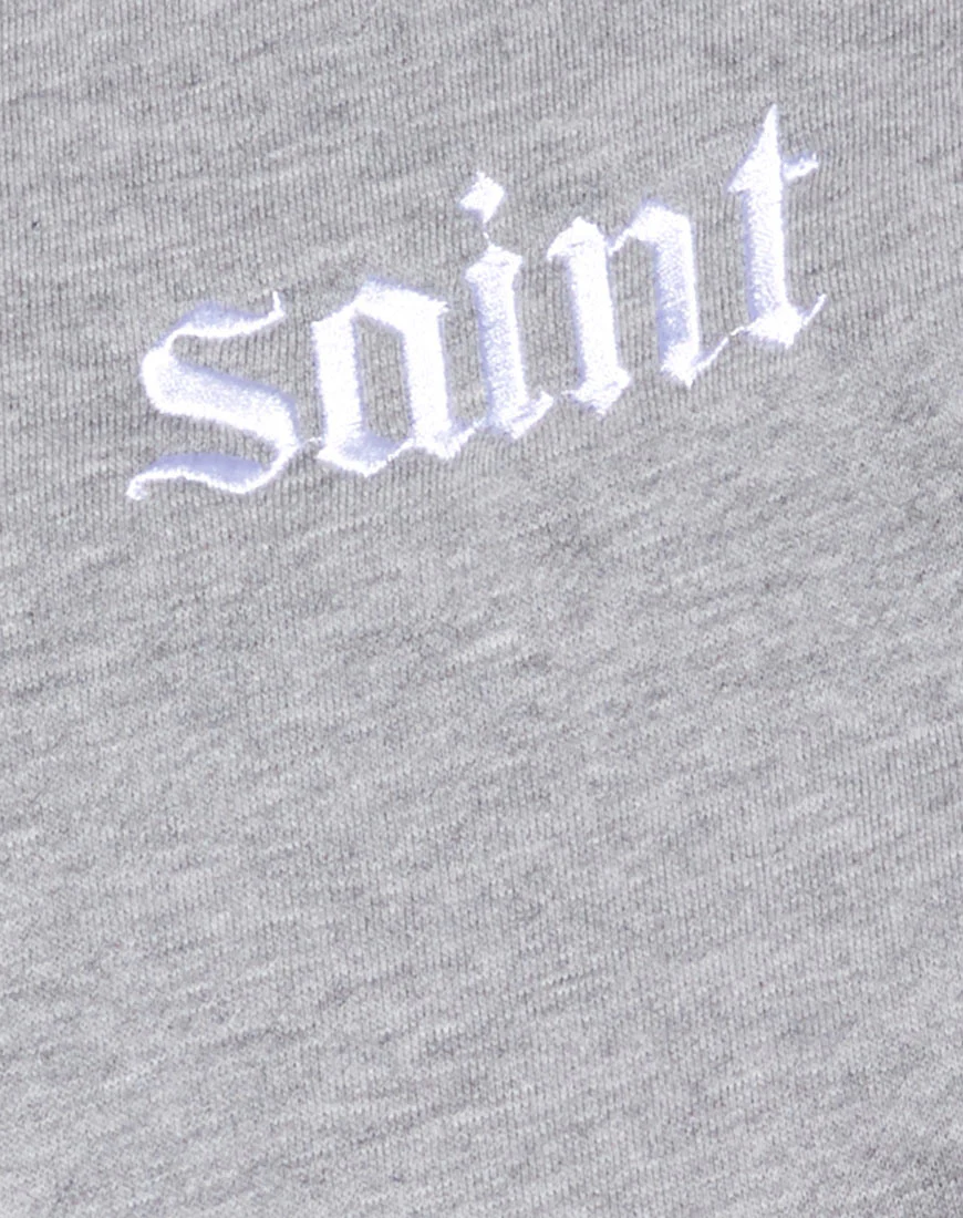 Fawly Crop Top in Grey Marl 'Saint' Embro - Image 7