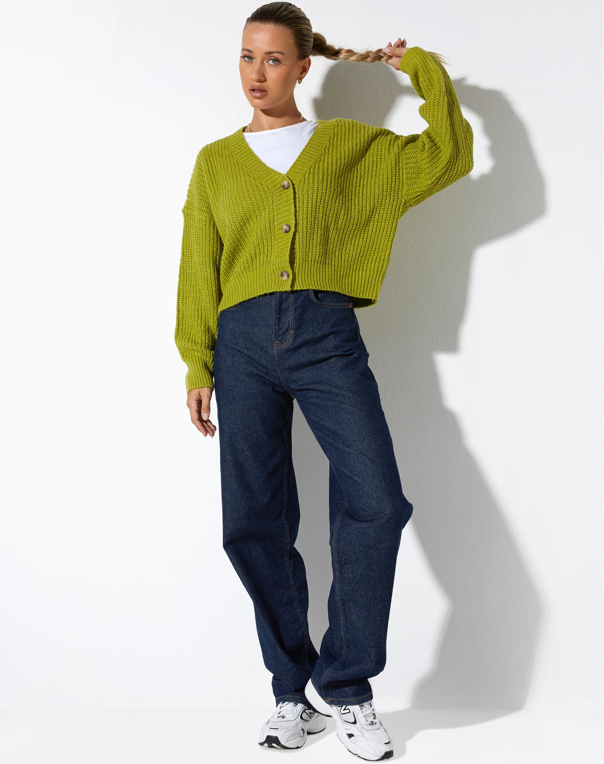 Faya Cardigan in Knit Sour Apple - Image 4