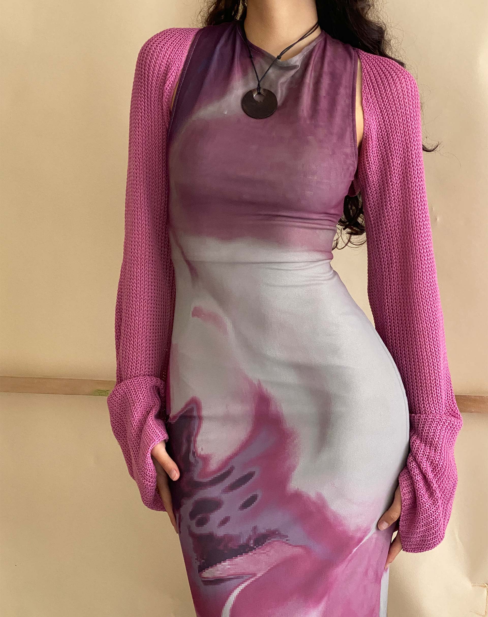 Fayola Printed Maxi Dress in Pink Anatomy of Nature - Image 2