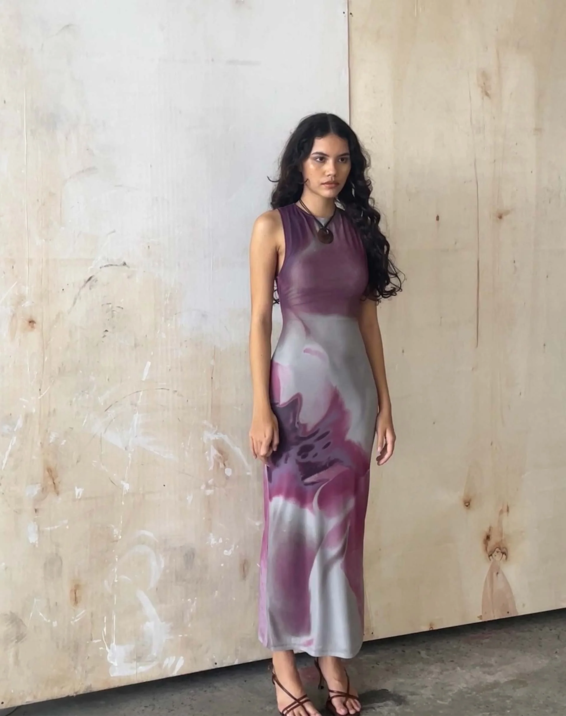 Fayola Printed Maxi Dress in Pink Anatomy of Nature - Image 3