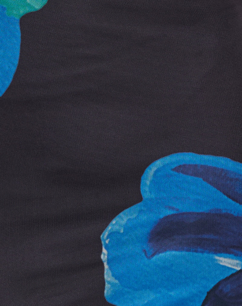 Fayola Printed Maxi Dress in Watercolour Flower Blue - Image 6