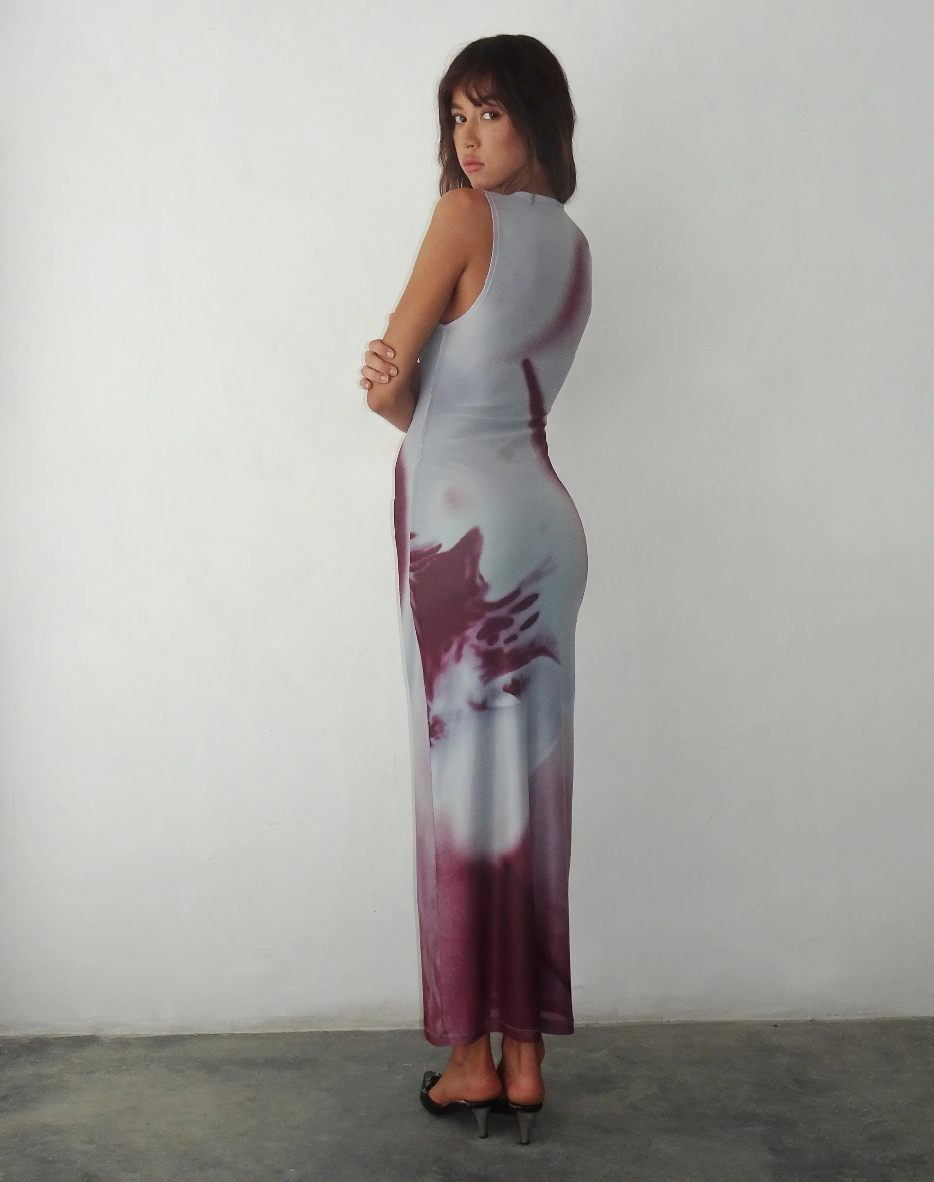 Fayola Printed Maxi Dress in Grey Anatomy of Nature - Image 2