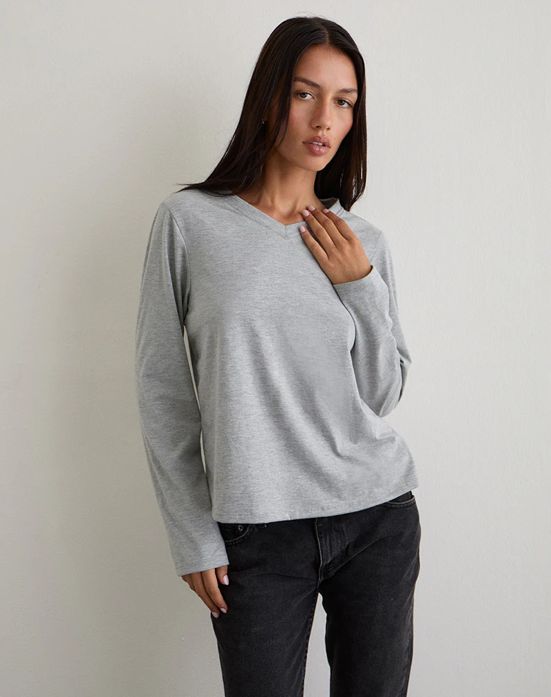 Feman Top in Jersey Grey Marl - Image 3