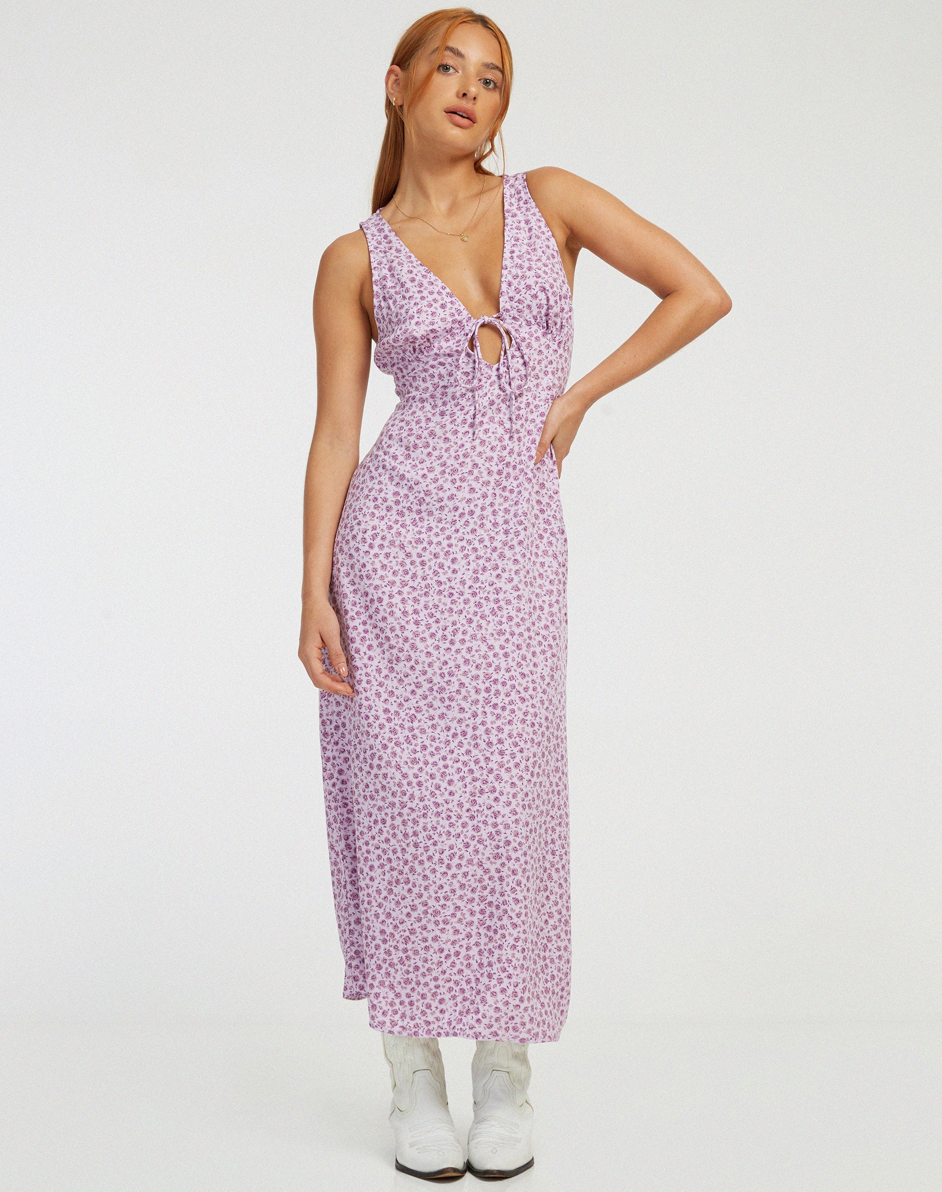 Fiaso Midi Dress in Ditsy Rose Lilac - Image 4