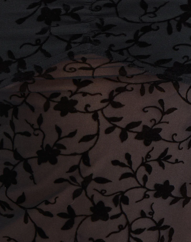 Fierza Cami Top in Pretty Petal Flock Black - Image 6