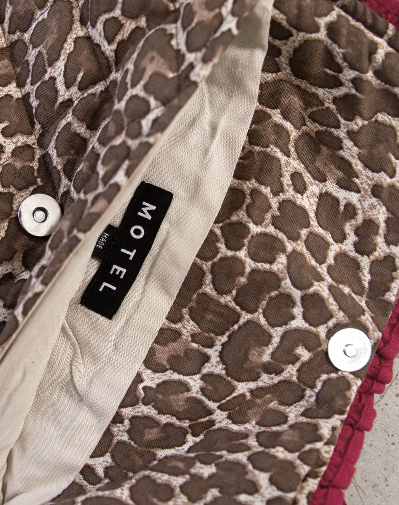 Fold Over Makeup Bag in Leopard with Red Frill Bow - Image 4