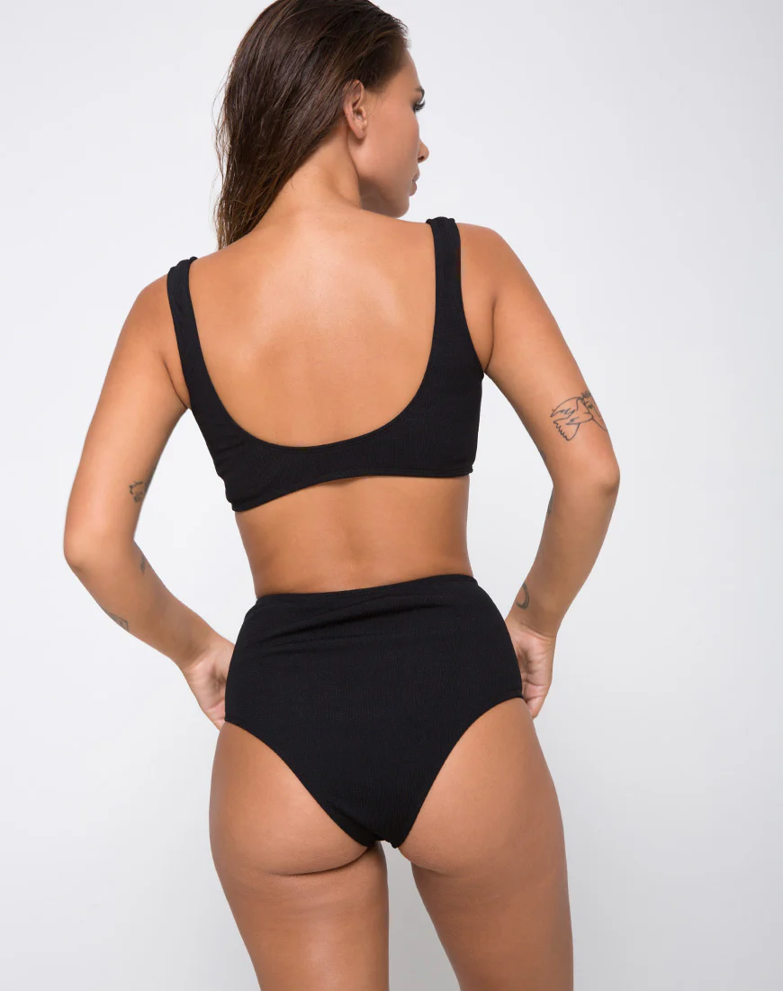 Fleata Bikini Bottom Mini Rib Textured Onyx - Image 3