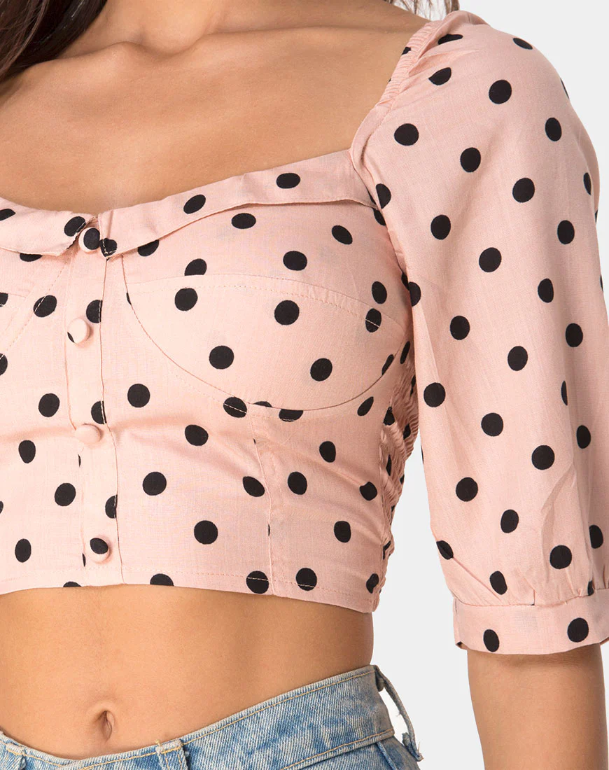 Flory Crop Top in New Polka Nude - Image 5