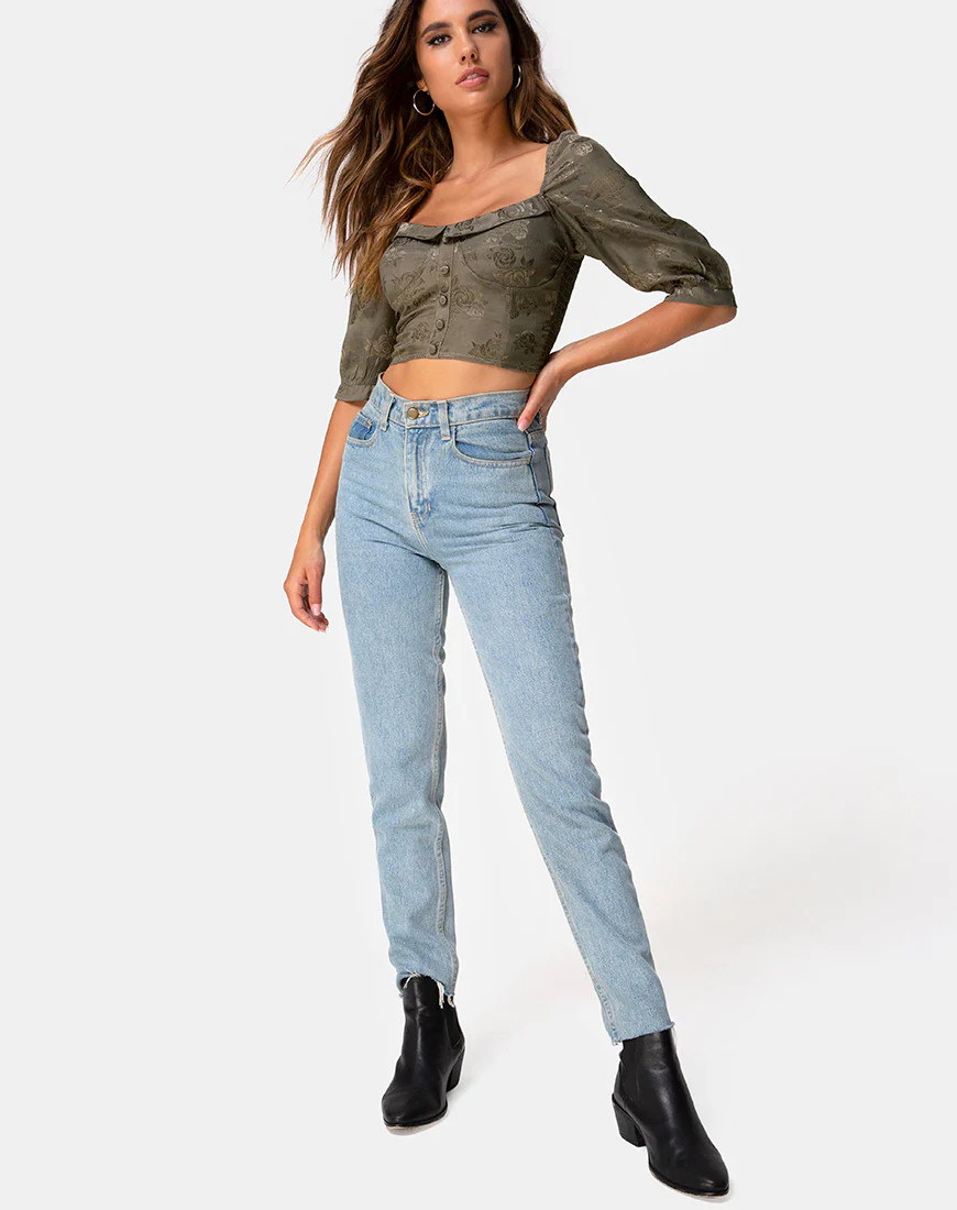 Flory Crop Top in Satin Rose Silver Grey - Image 4
