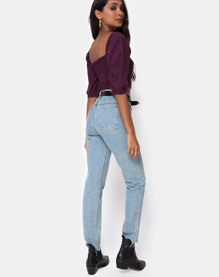 Flory Top in Skater Polka Wine - Image 5