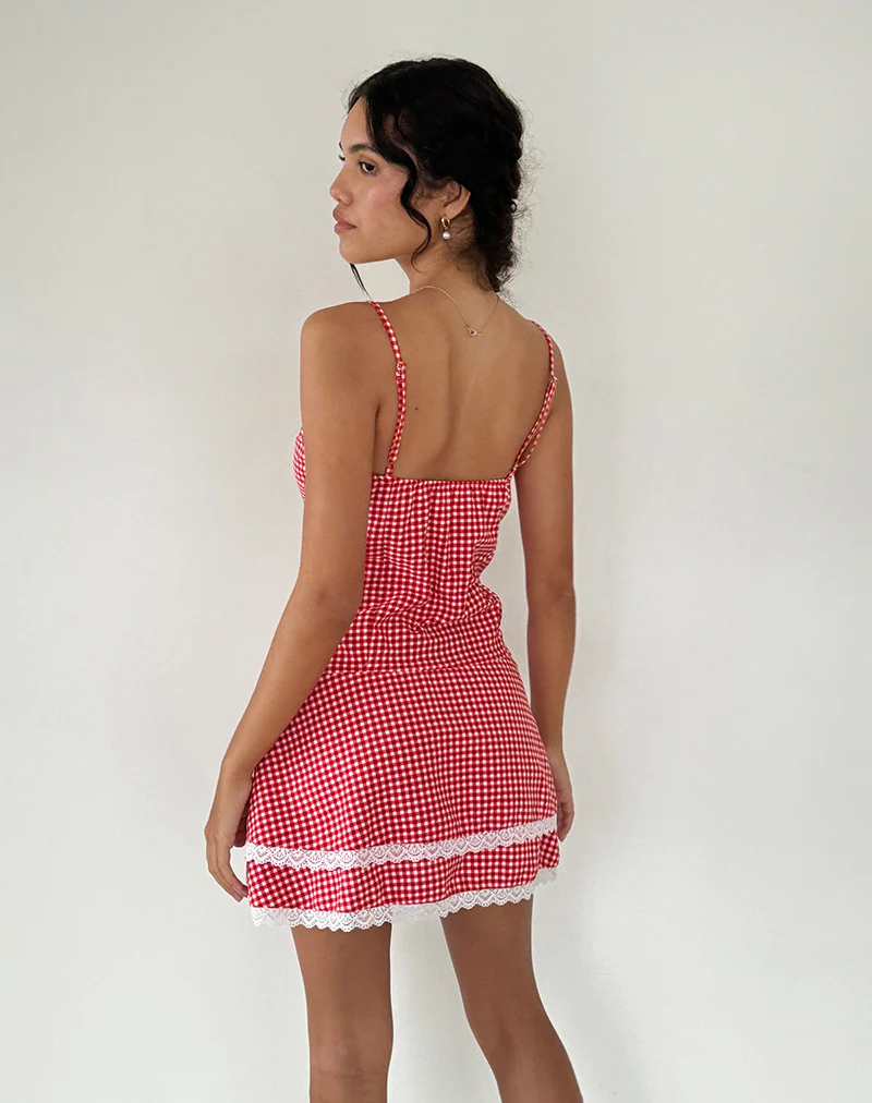 Flossie Mini Dress in Red Gingham - Image 7