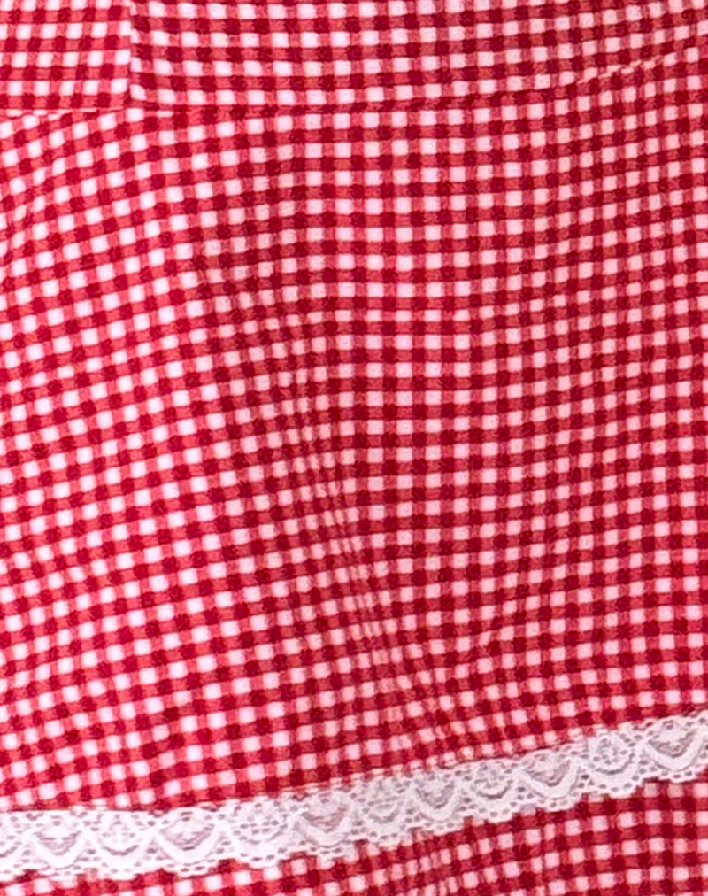 Flossie Mini Dress in Red Gingham - Image 8