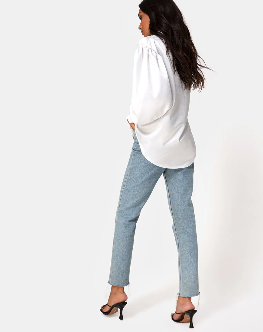 Frantic Longsleeve Blouse in Satin Ivory - Image 5
