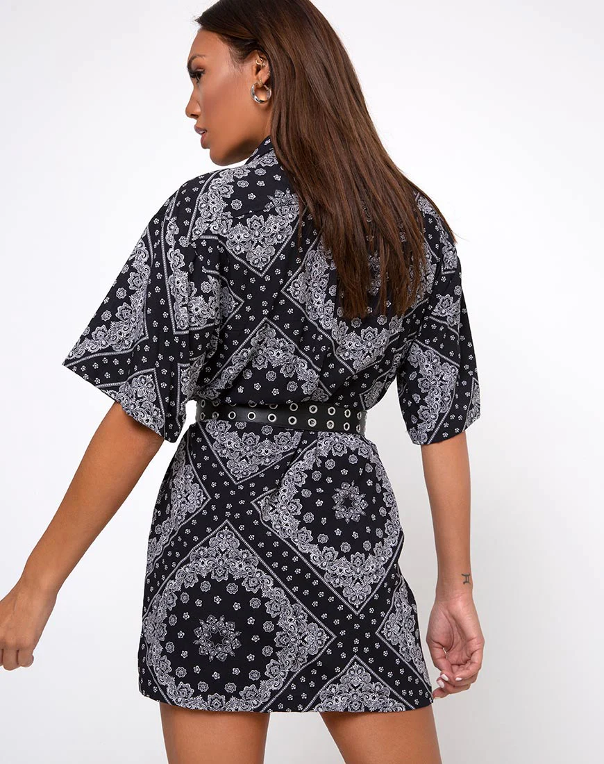 Fresia Shirt Dress in Bandana Black Placement - Image 2