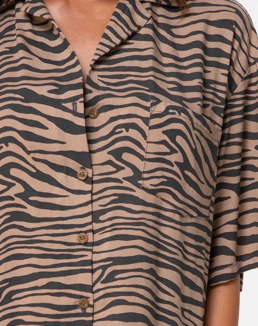 Fresia Mini Dress in Taupe Zebra - Image 6