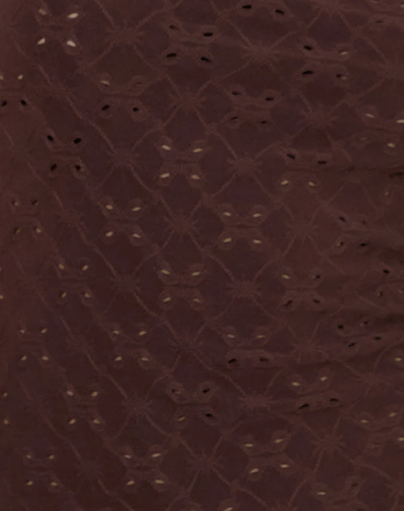 Fukama Sleeveless Top in Stretch Broderie Brown - Image 6