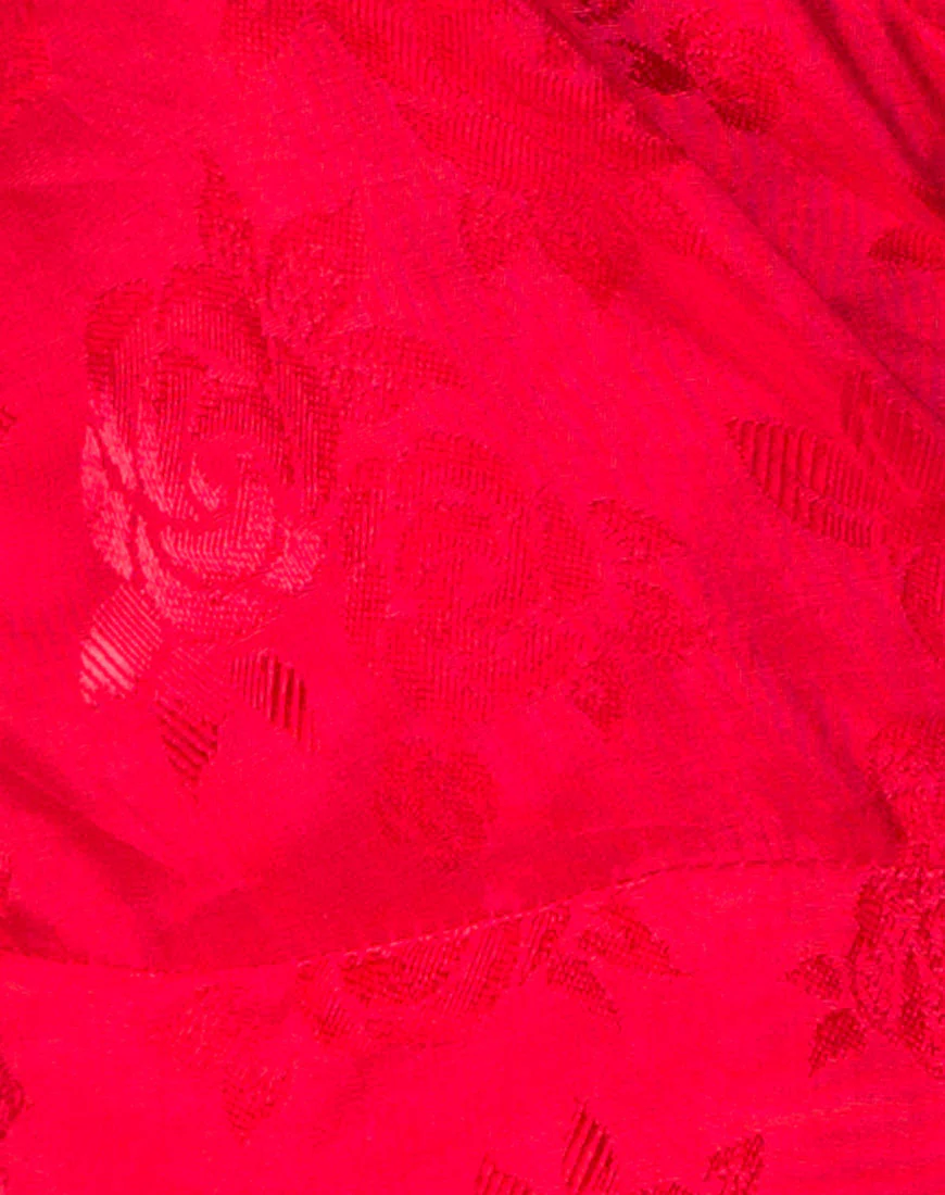 Furiosa Wrap Dress in Satin Rose Red - Image 5