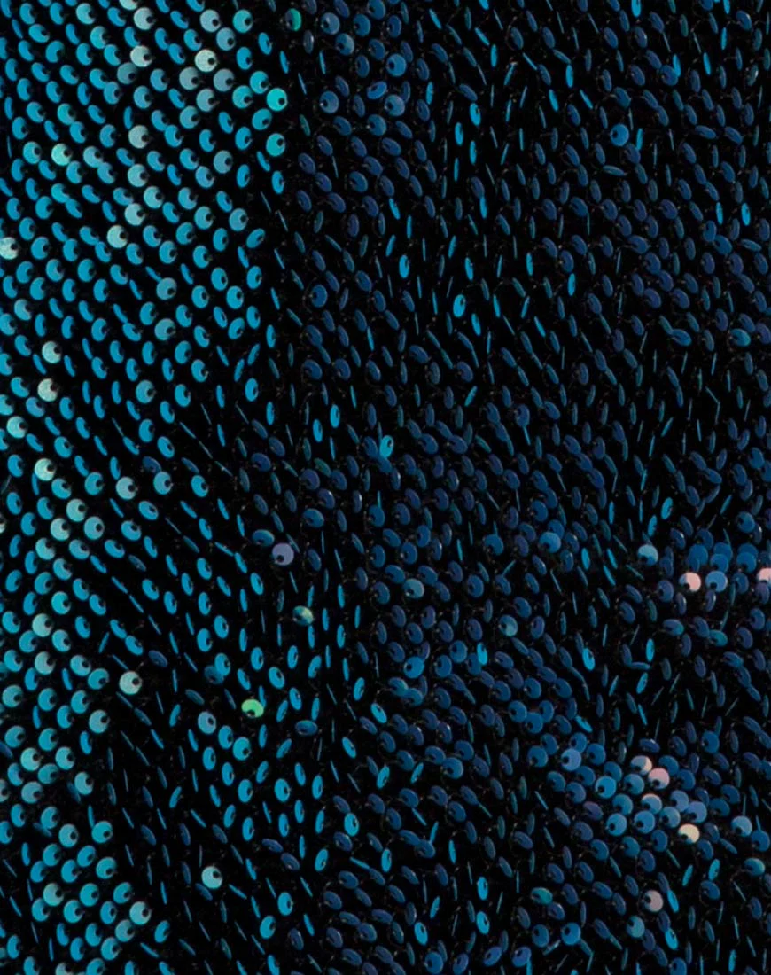 Gabby Plunge Back Dress in Iridescent Opal Shine Sequin - Image 5