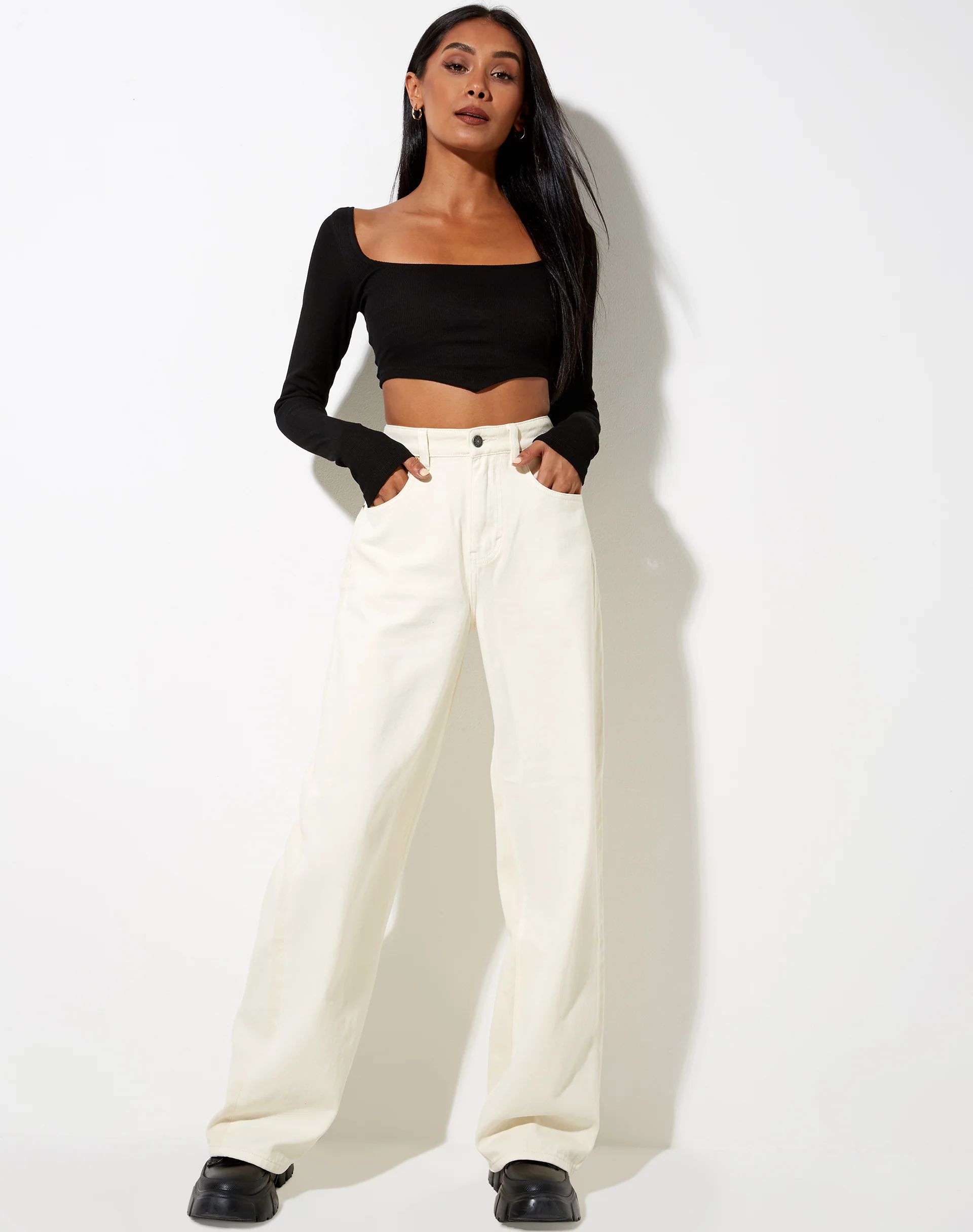 Gadze Crop Top in Rib Black - Image 3