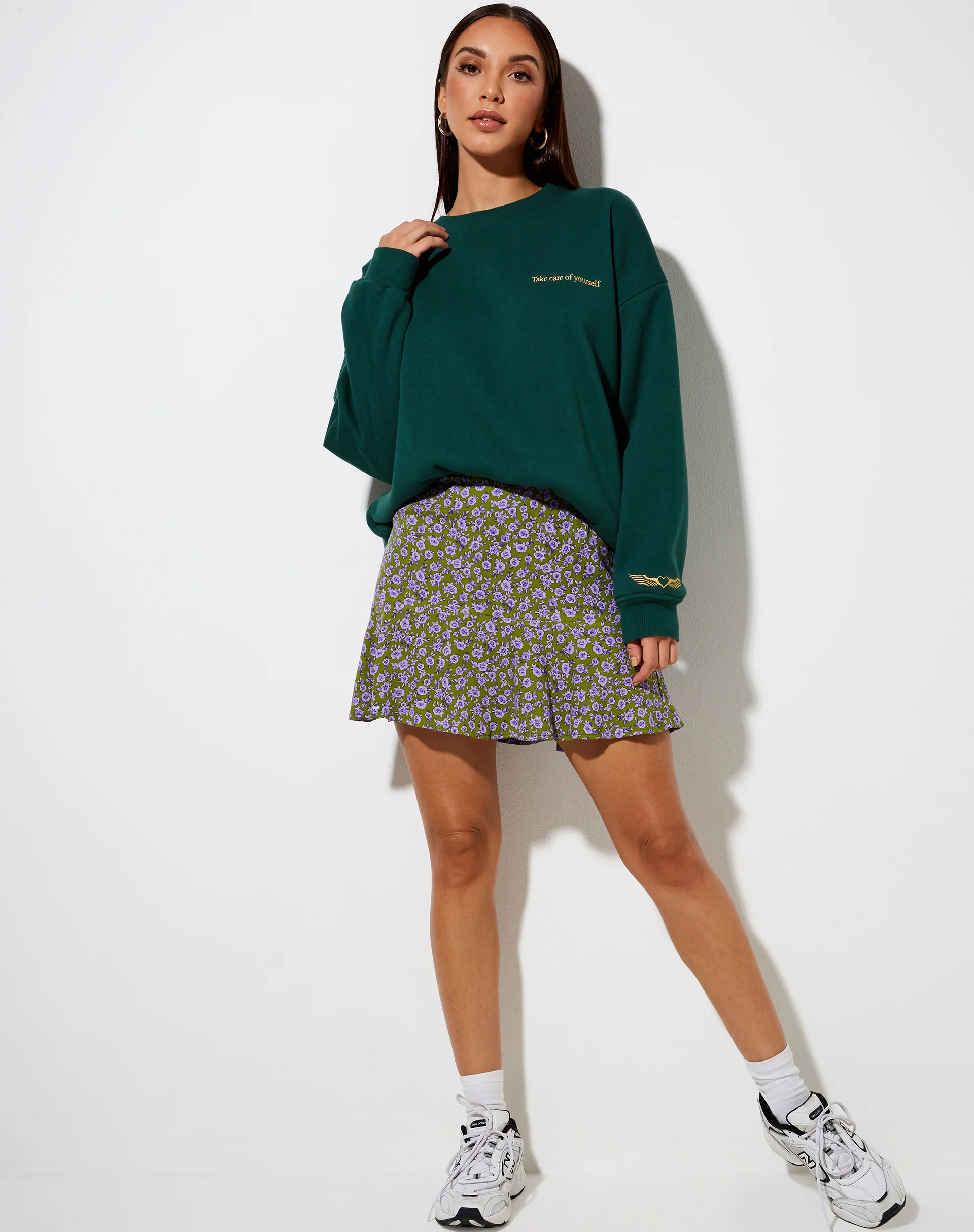 Gaelle Mini Skirt in Autumn Blossom Khaki - Image 3